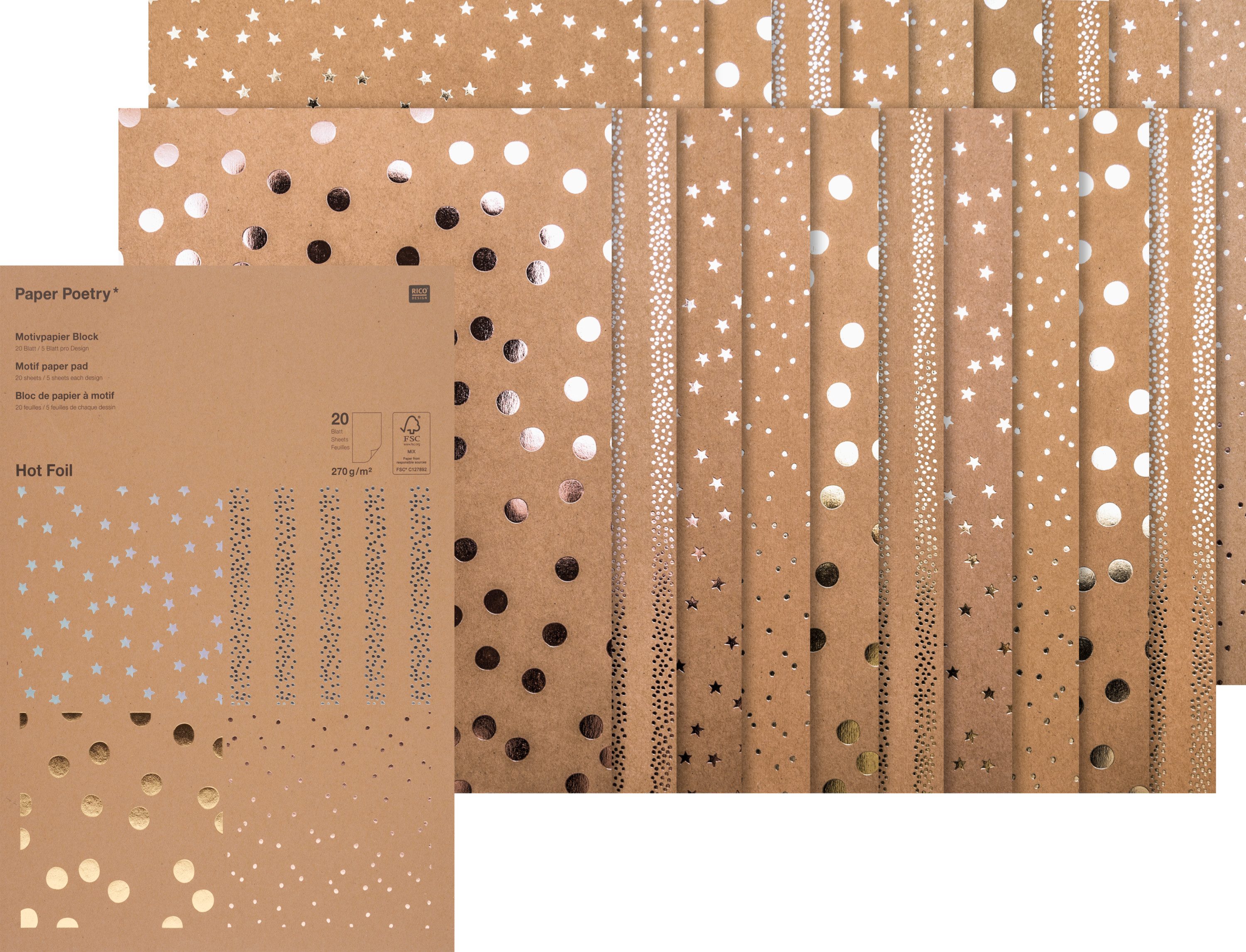 Rico Design Designpapier Hot Foil, 20 Blatt