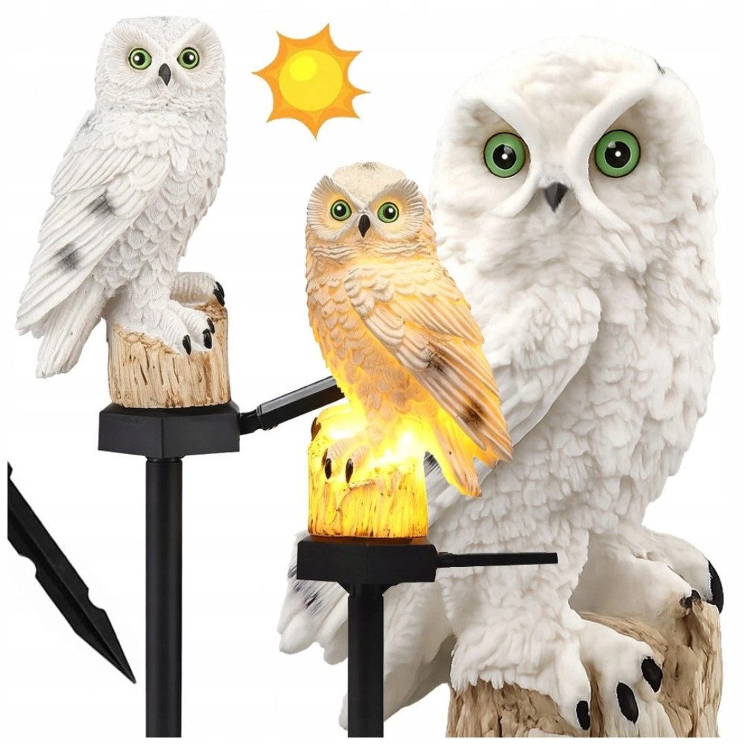 VERK GROUP LED Solarleuchte LED Solarleuchte Eule mit Erdspieß Gartenleuchte Warmweiß, Solarbetrieb, Warmweißes LED-Licht