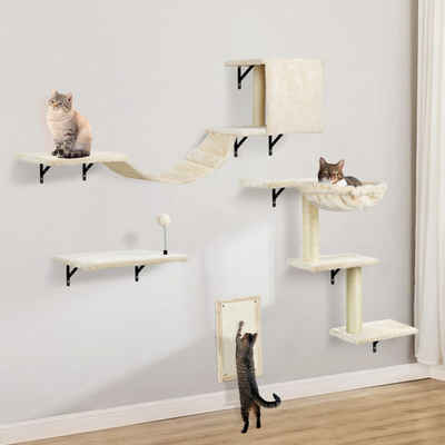 EBUY Katzen-Kletterwand 4er-Set Katzenmöbel aus Holz für Katzenlaufwege