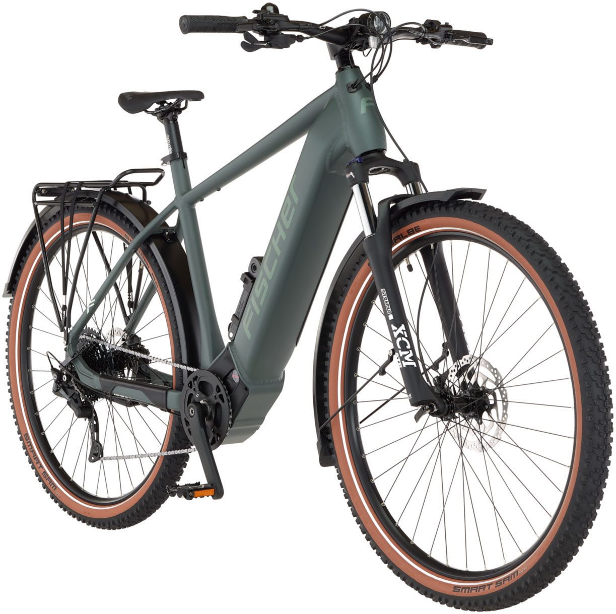 FISCHER Fahrrad E-Bike ATB TERRA T100 55 711, 10 Gang Shimano Schaltwerk Deore Schaltwerk, Mittelmotor, 711 Wh, Pedelec, Elektrofahrrad für Damen und Herren