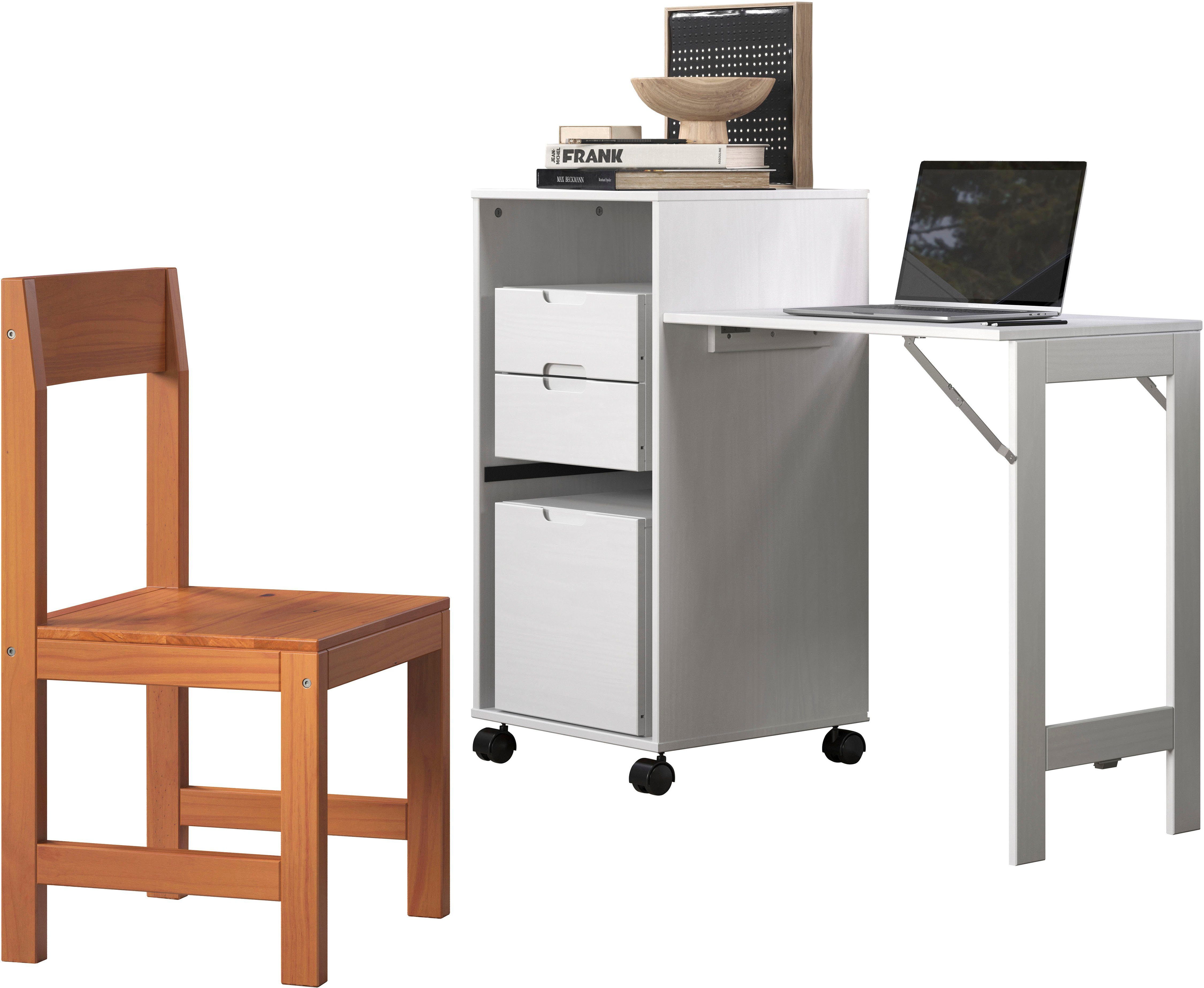 INTER-FURN Schreibtisch Ostra, smart mit aufklappbarer Arbeitsplatte von 50 zu 122 cm erweiterbar