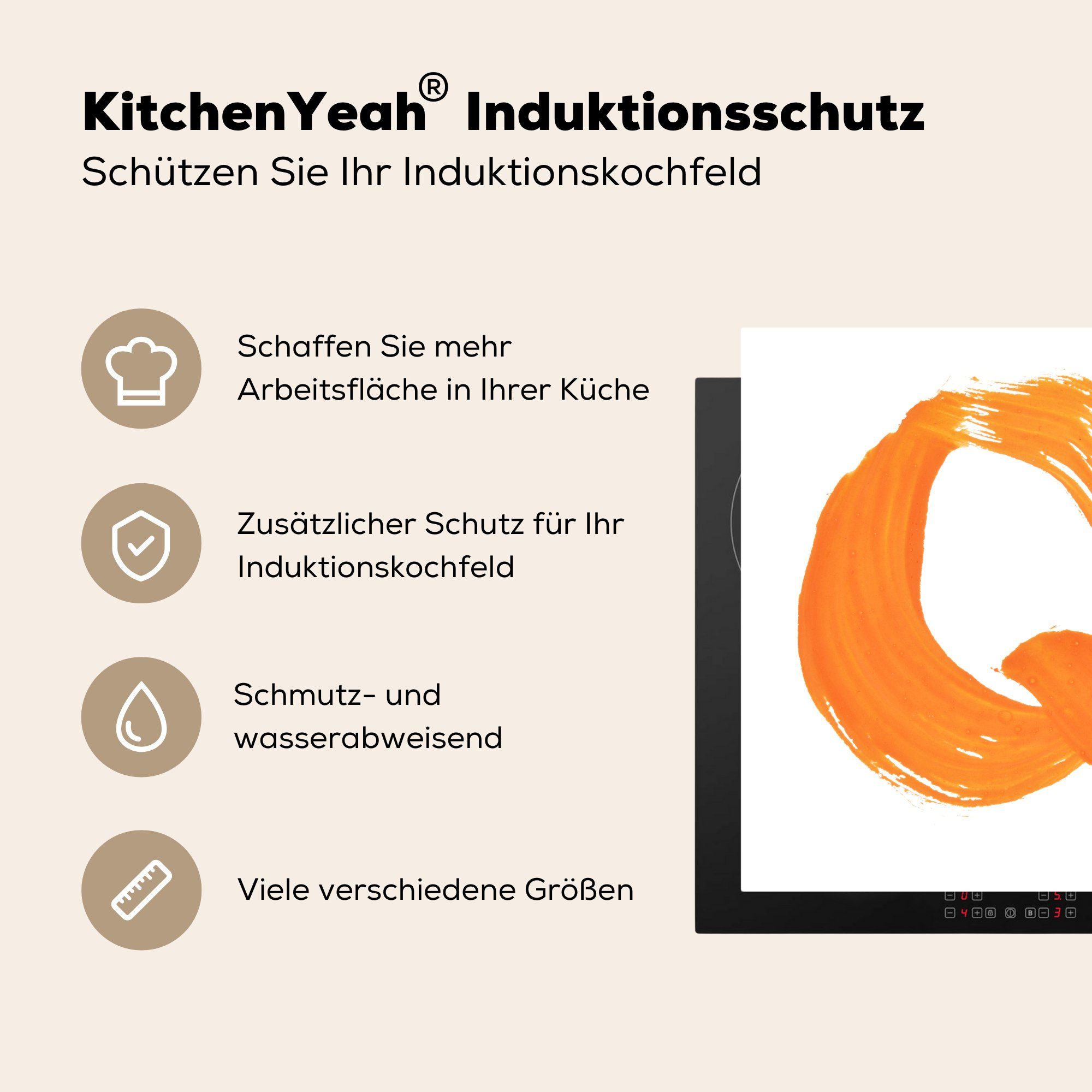 Arbeitsplatte Buchstabe cm, Ein (1 78x78 tlg), Vinyl, MuchoWow für küche Herdblende-/Abdeckplatte orangefarbener Ceranfeldabdeckung, Q,