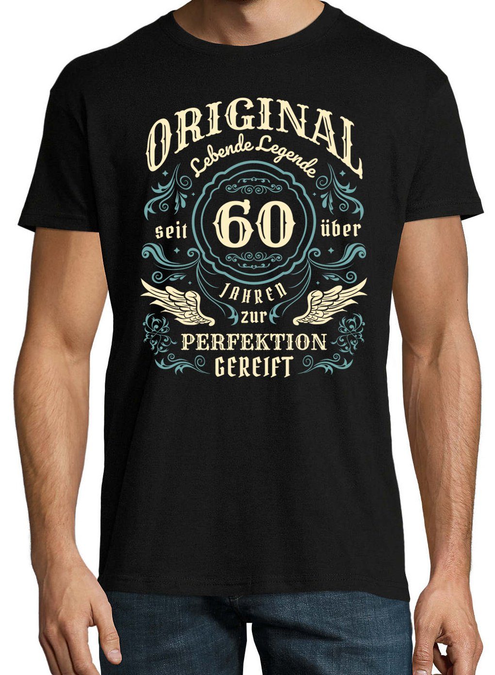 Herren T-Shirt Designz Frontprint Schwarz mit Jahren" Seit 60 "Lebende lustigem Shirt Youth Legende Geburtstatgs