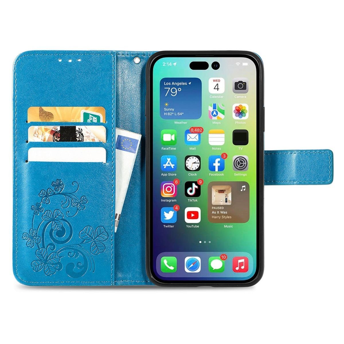 König Design Handyhülle Apple iPhone 15 Pro, Schutzhülle Schutztasche Case Cover Etuis Wallet Klapptasche Bookstyle