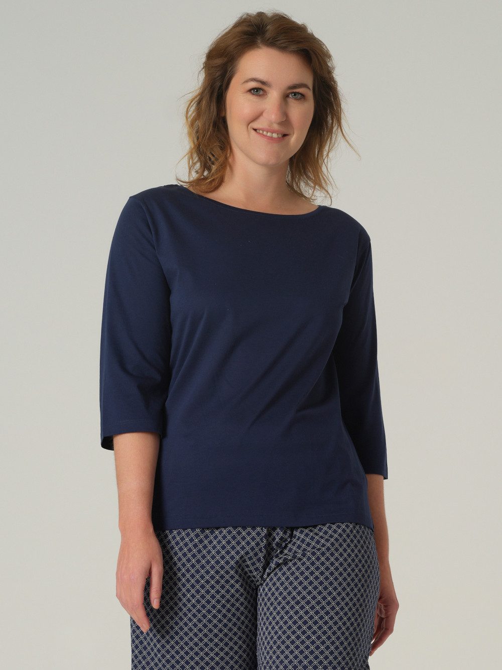 comazo 3/4-Arm-Shirt aus merzerisierter Baumwolle Rundhalsausschnitt – Bild 4 von 4