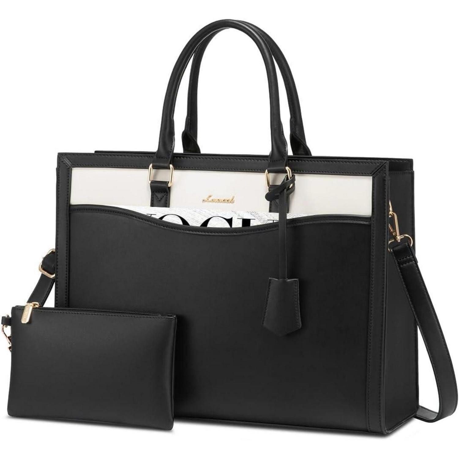 LuxusKollektion Laptoptasche Laptoptasche Damen 15.6 Zoll Tote Bag Handtasche Groß Schwarz