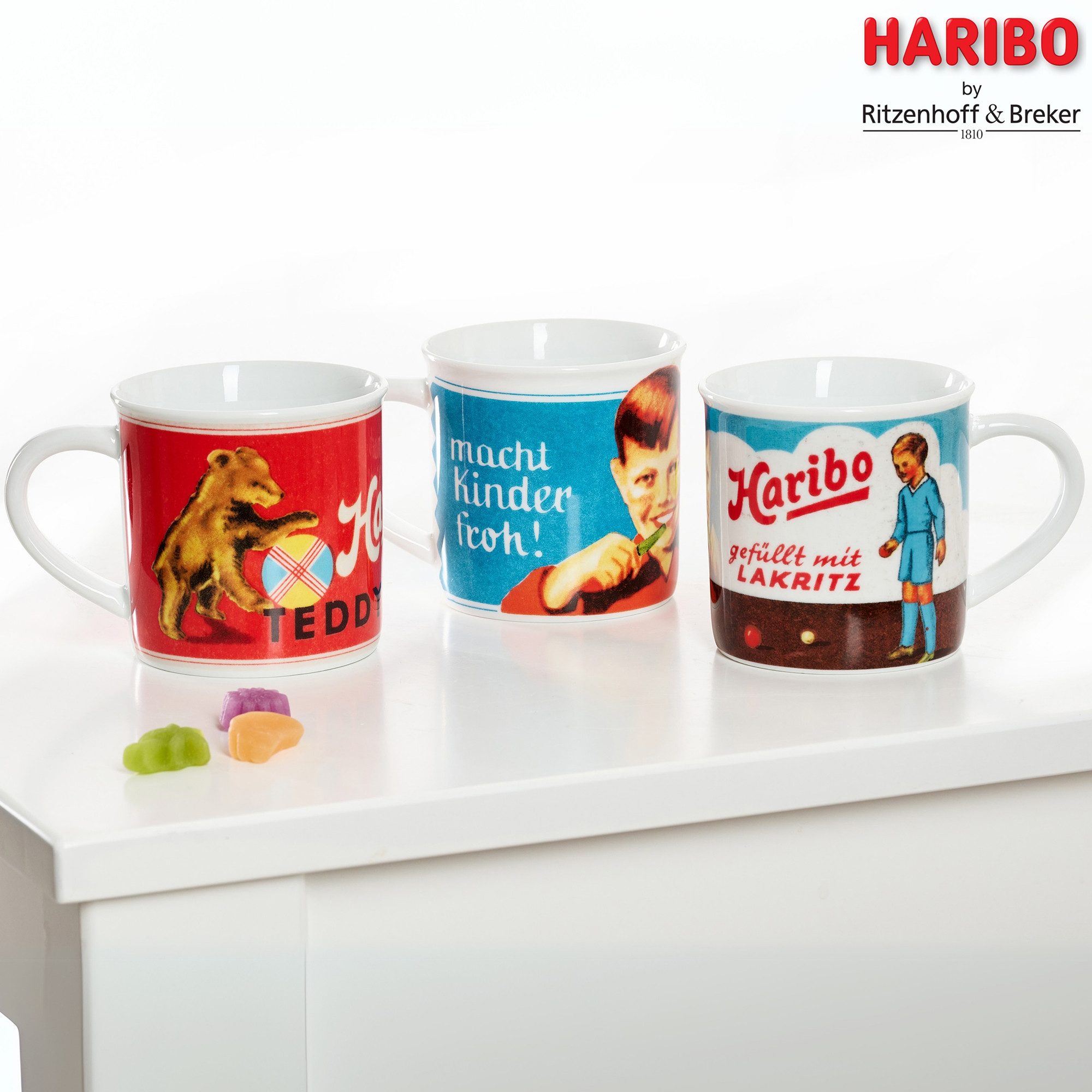 Ritzenhoff & Breker Becher HARIBO Retro, Kinder froh, 380 ml, 1-tlg., Porzellan, spülmaschinenfest