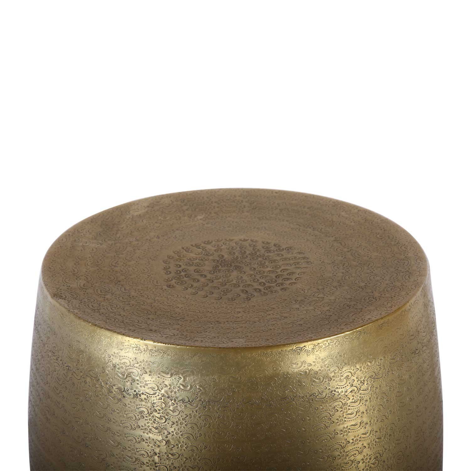 Casa Moro Hocker Orientalischer Tisch-Hocker Ayoub aus Aluminium Hammerschlag Optik, Marokkanischer Beistelltisch modern Sofatisch Vintage Couchtisch