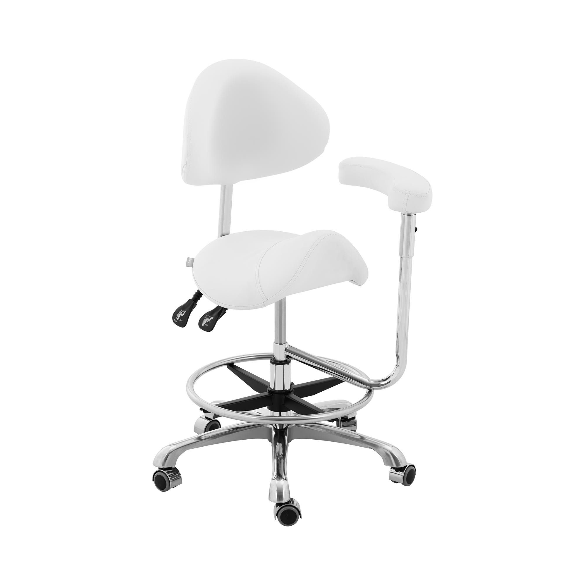 Drehstuhl Sattelstuhl Sattelhocker mit Lehne Rollhocker Braun höhenverstellbar