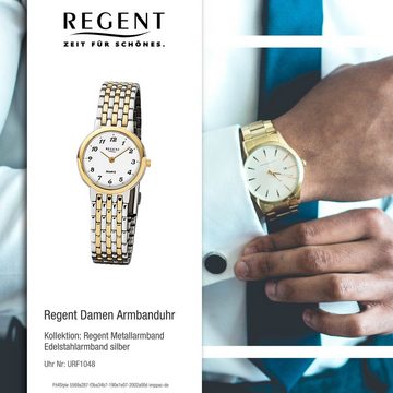 Regent Quarzuhr Regent Damen-Armbanduhr silber gold Analog, Damen Armbanduhr rund, klein (ca. 26mm), Edelstahlarmband