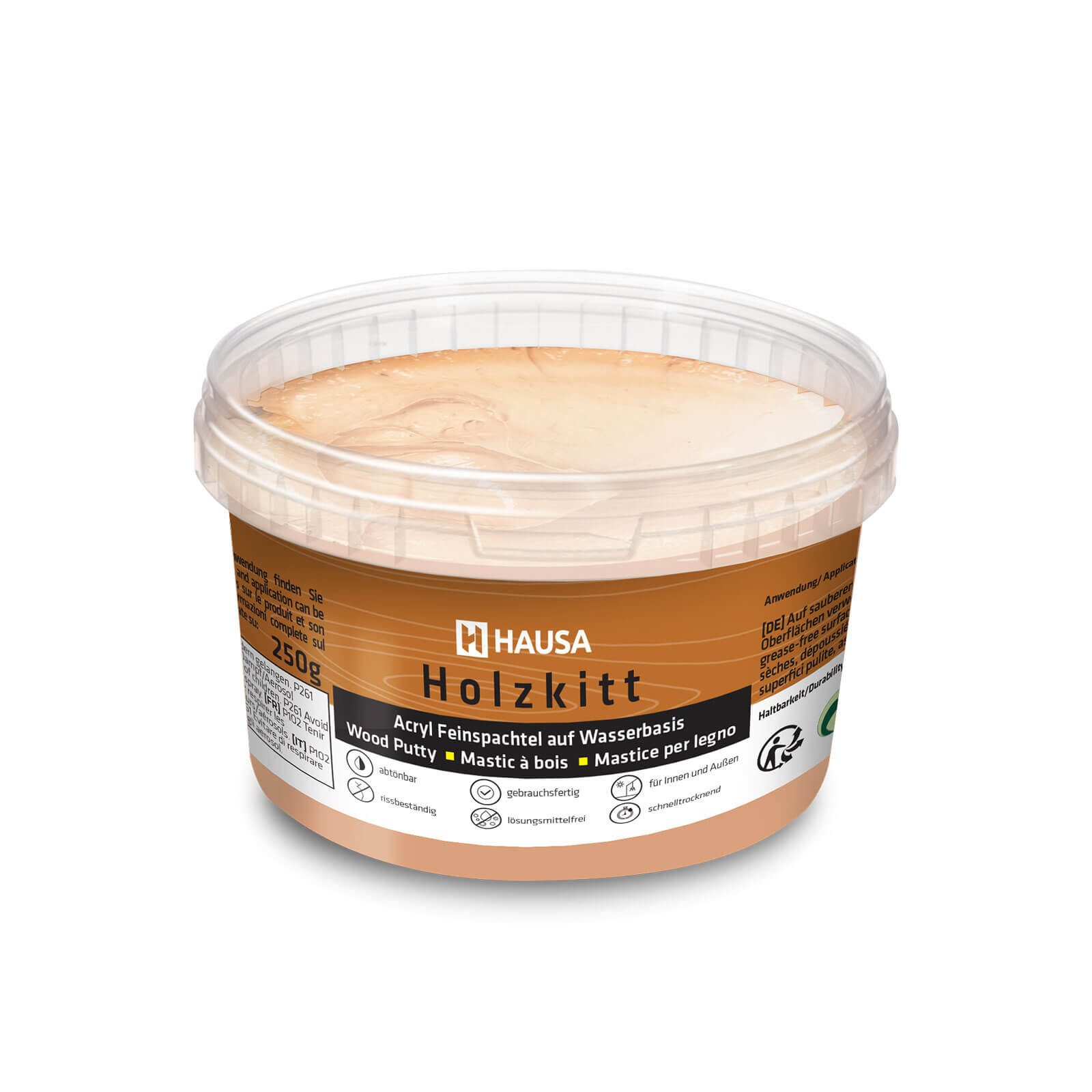 Hausa Holz-Reparaturset Holzkitt, 250g gebrauchsfertig ausgezeichnete Füllkraft rissbeständig, 1-St., Gramm Buche Mittel Holzspachtelmasse Kitt für Holz, Holzspachtel/Füllmasse zum Reparieren