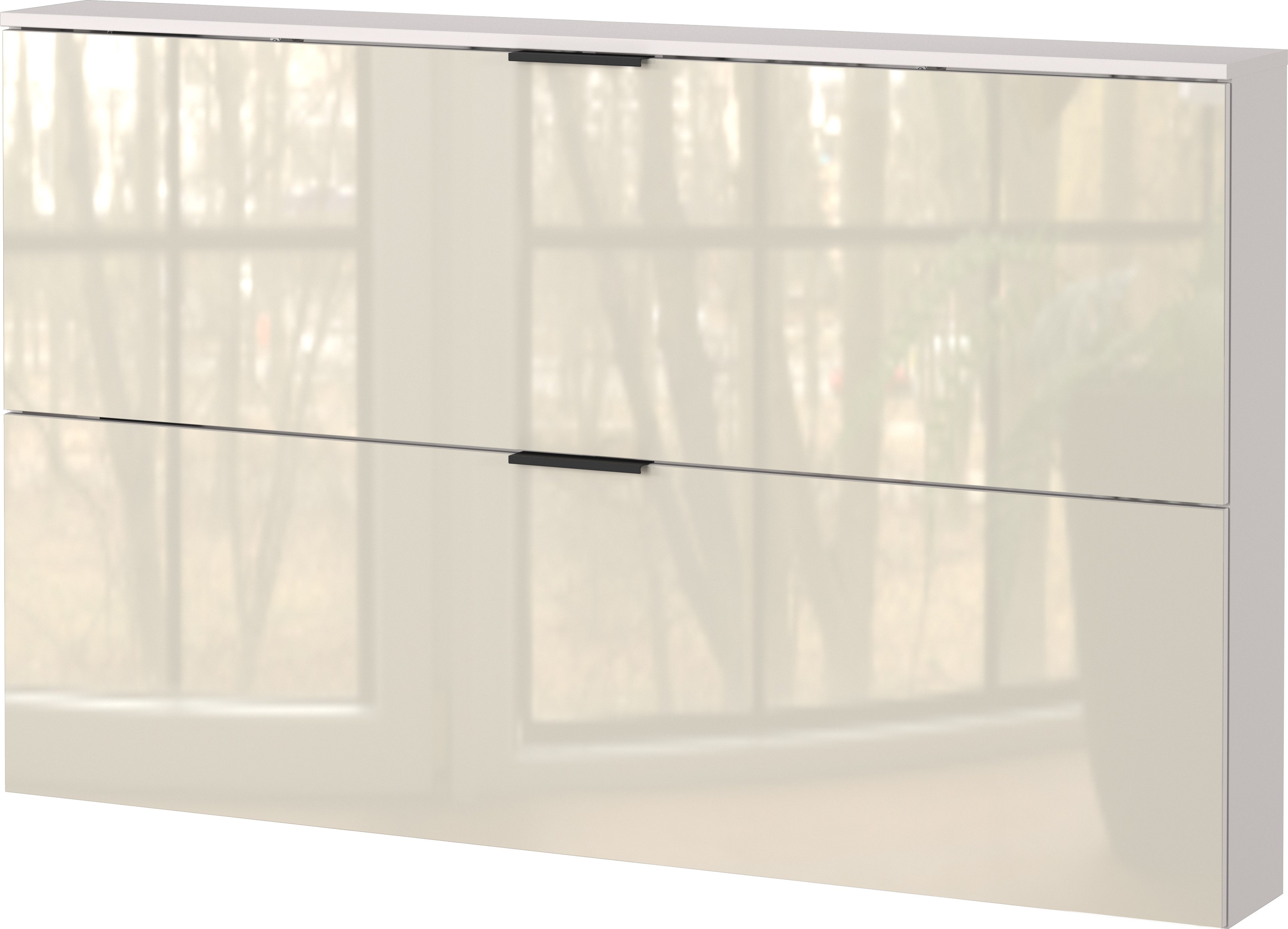 GERMANIA Schuhschrank Valega Für bis zu 12 Paar Schuhe, geringe Tiefe, für schmale Flure, Glasfront