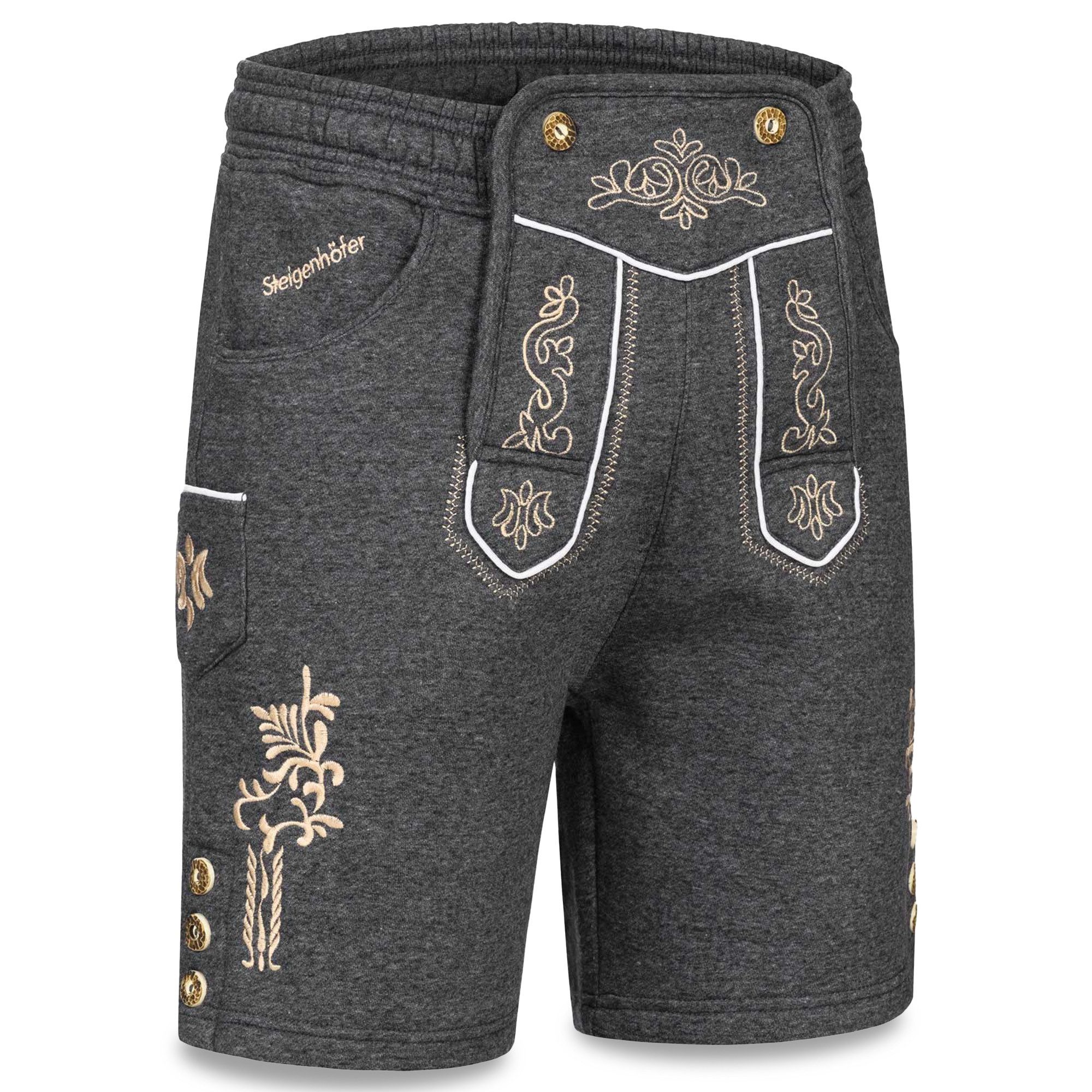 Steigenhöfer Manufaktur Jogginghose "MORITZ" kurze Jogginghose im Lederhosen Look Herren Tracht für Oktoberfest Wiesn und weitere Feierlichkeiten