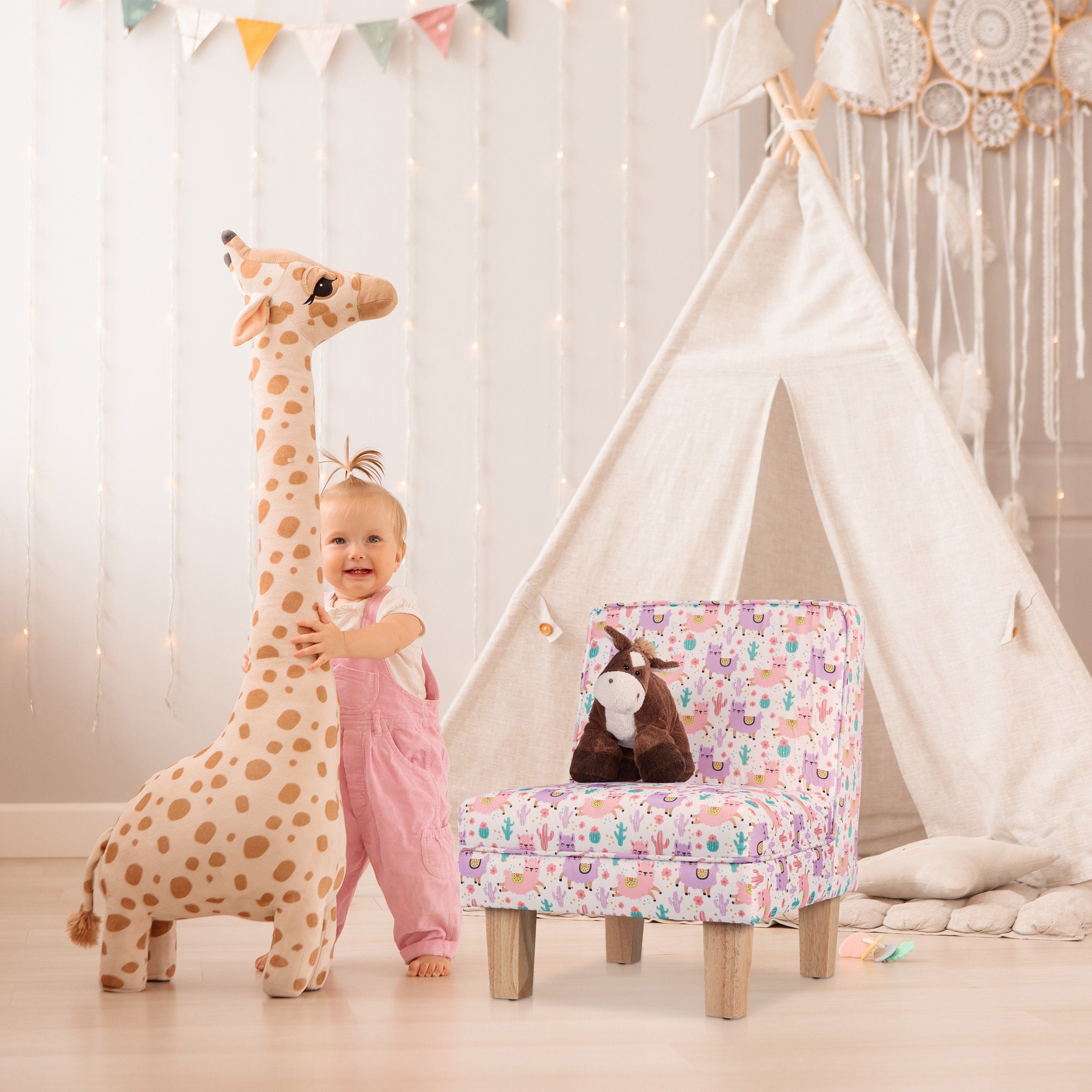 Lama-Motiv Kindersessel relaxdays Sessel mit