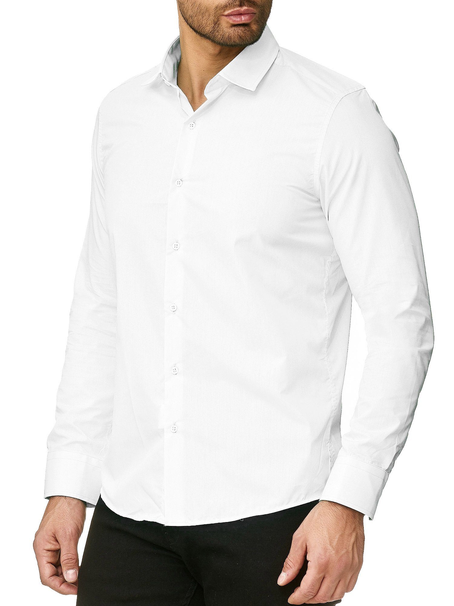 Reslad Langarmhemd Reslad Herren Hemd Kentkragen Unicolor Langarmhemd RS-70 günstig online kaufen