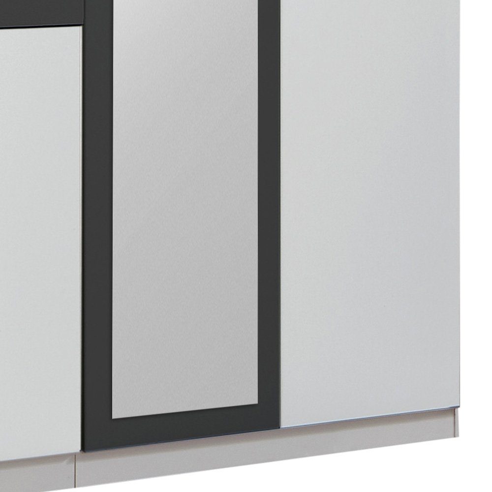 Stauraum, Stylefy Graphit Spiegel, Design, variabel Schubladen aus mit Vienna Metall, stellbar, - mit (Kleiderschrank, viel 8-türig, Holzwerkstoff, Mehrzweckschrank) Modern Weiß Drehtürenschrank