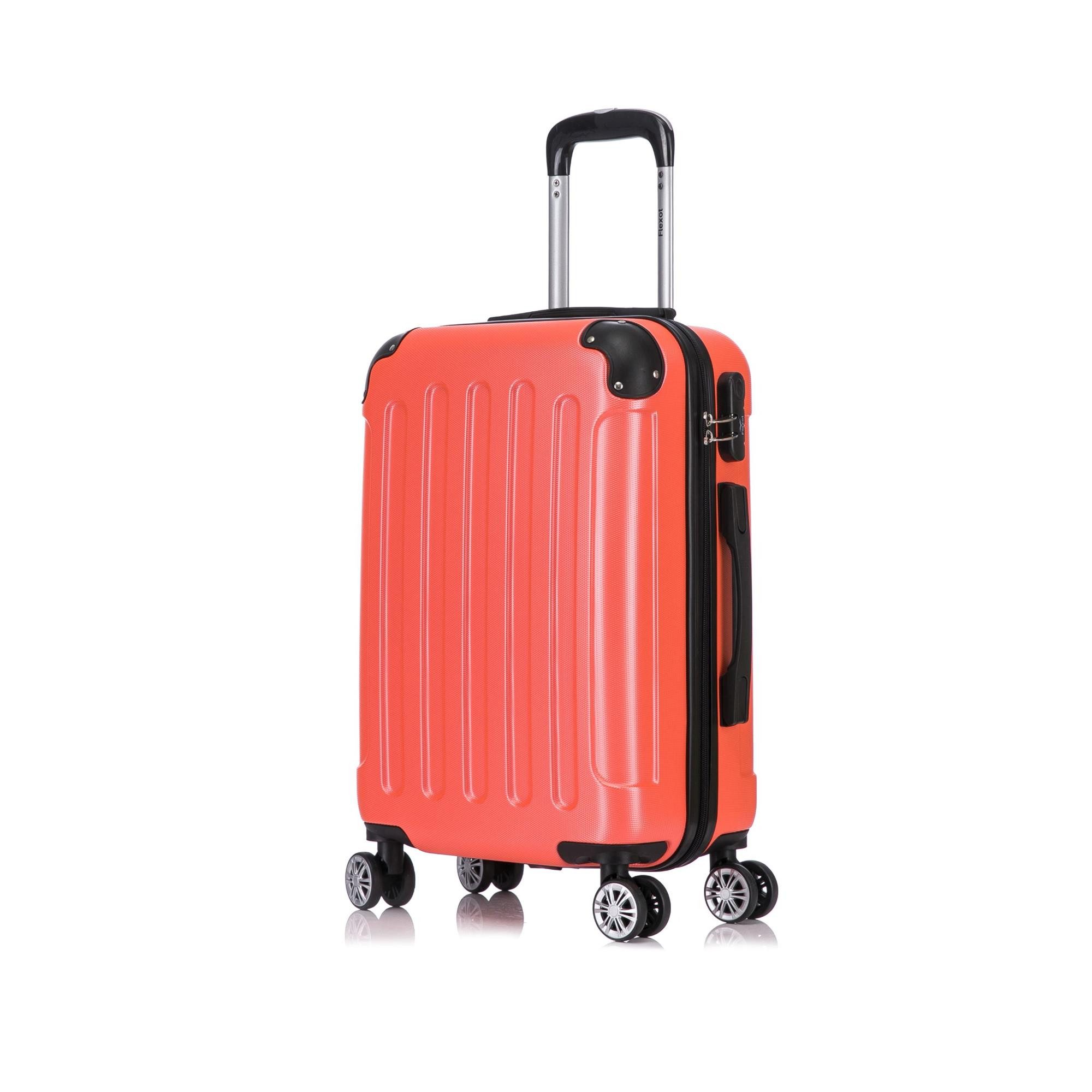 Flexot Hartschalen-Trolley F-2045 Kofferset, 360° Rollen, robuster Reisekoffer, Bordcase, 4 Rollen, Robuster und moderner Koffer mit vier 360° Rollen und Zahlenschloss