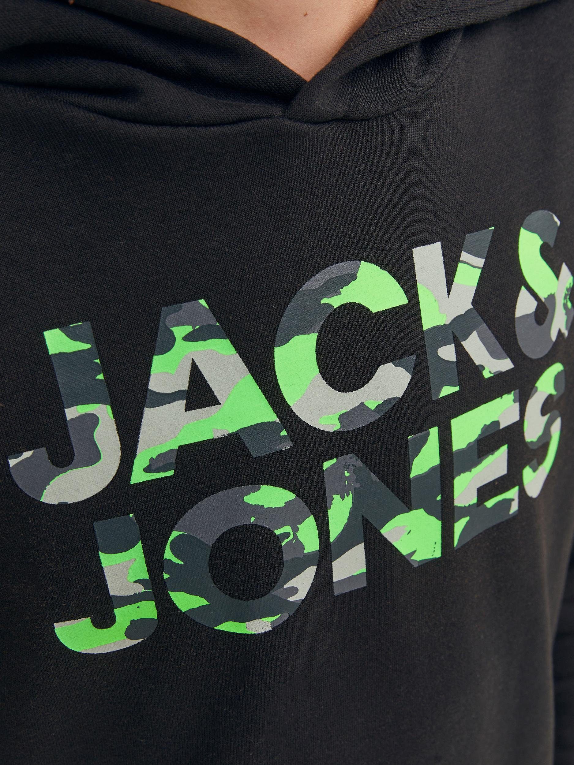 Jack & Junior SWEAT JJMILES Kapuzensweatshirt Jones JNR HOOD Black
