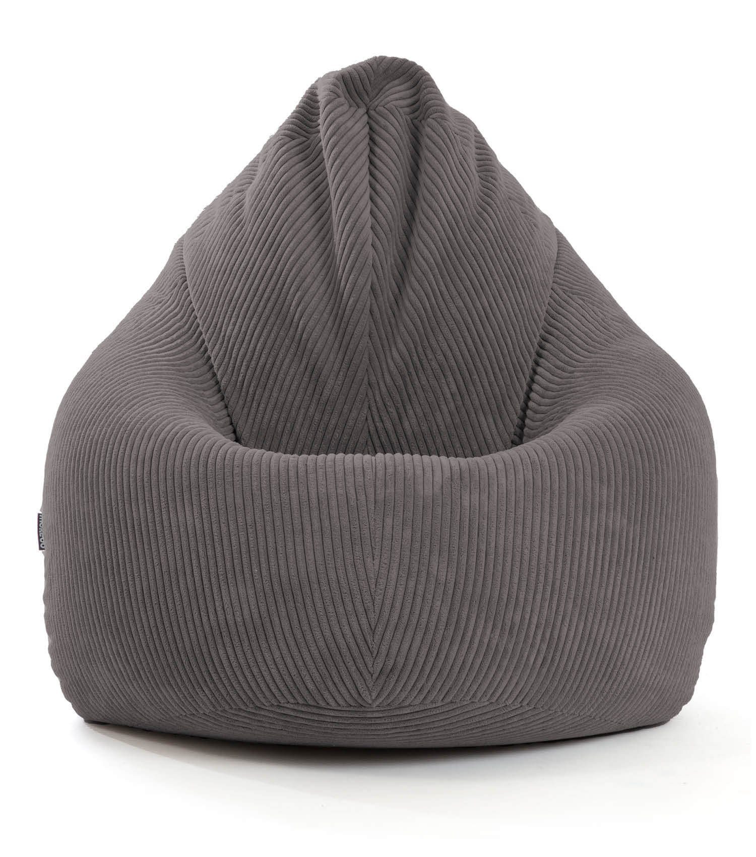 mokebo Sitzsack Der Tagträumer (aus Cordstoff), Bean Bag XXL aus Cord, Sitzkissen, Gaming Stuhl, Bodenkissen Anthrazit