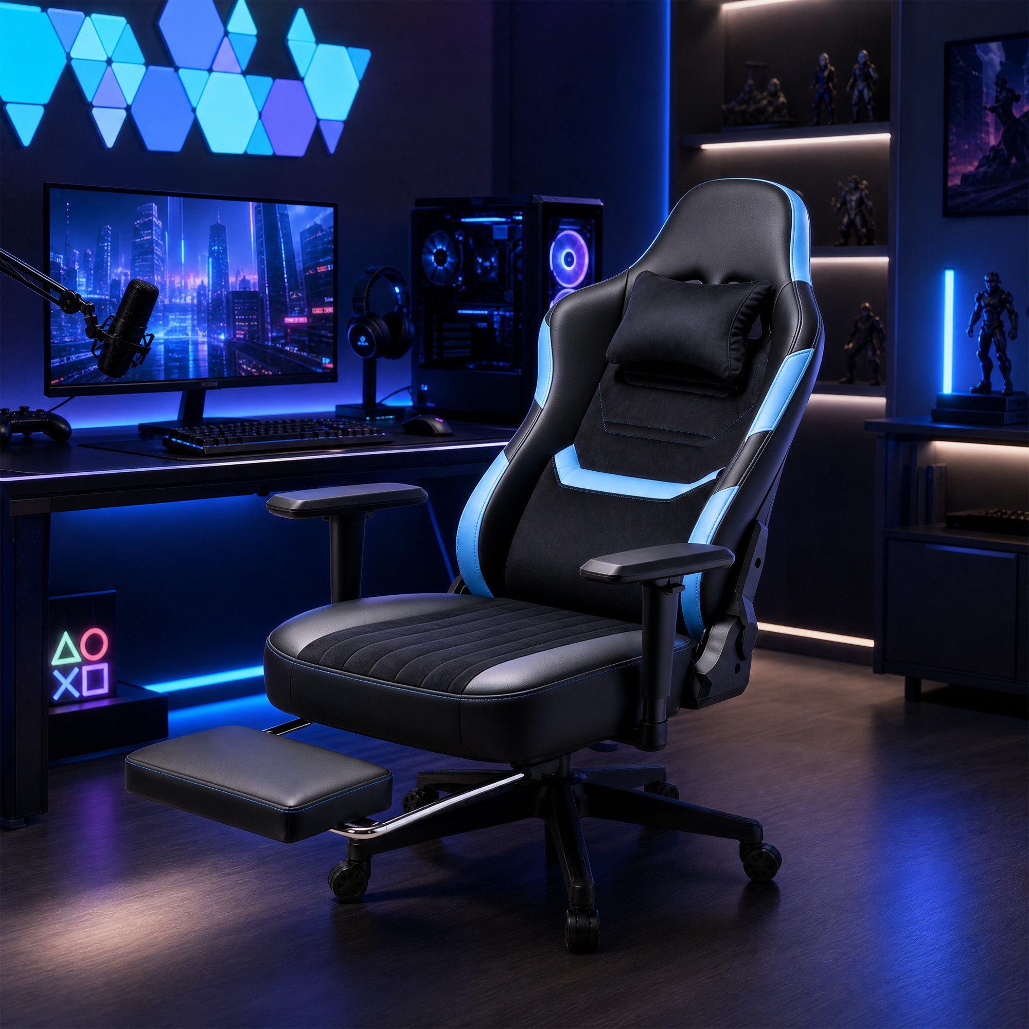 HOMALL Gaming-Stuhl 90-165° Neigung,breite Sitzfläche,kratzfester Samt,gaming stuhl 200kg