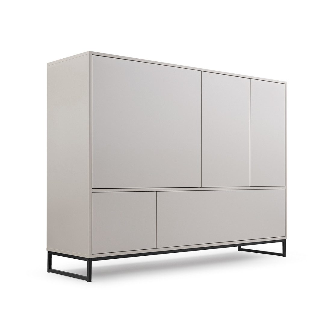 Beautysofa Kommode GIANA – elegante grifflos mit 5 Türen push‑to‑open (erhältlich in Sandbeige oder Flaschengrün), Breite: 160 cm