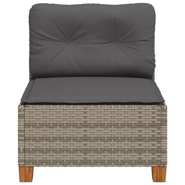 vidaXL Loungesofa Gartensofa ohne Armlehnen mit Kissen Grau Poly Rattan