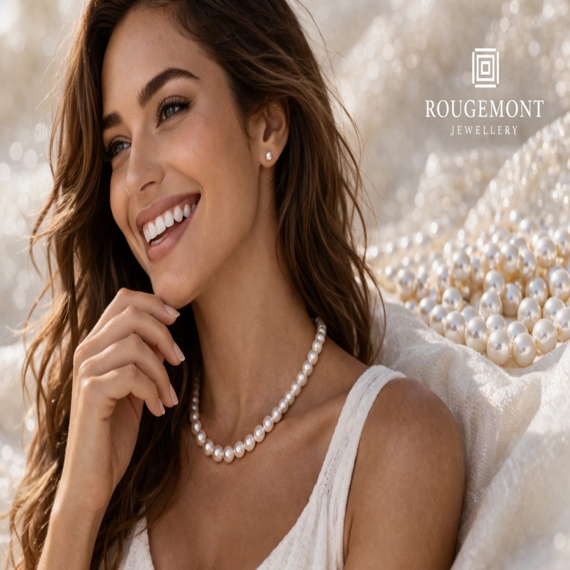 ROUGEMONT Perlenketten-Set Damen Perlenkette Halskette +Ohrringe + Armband 925 Sterling Silber – Bild 5 von 5