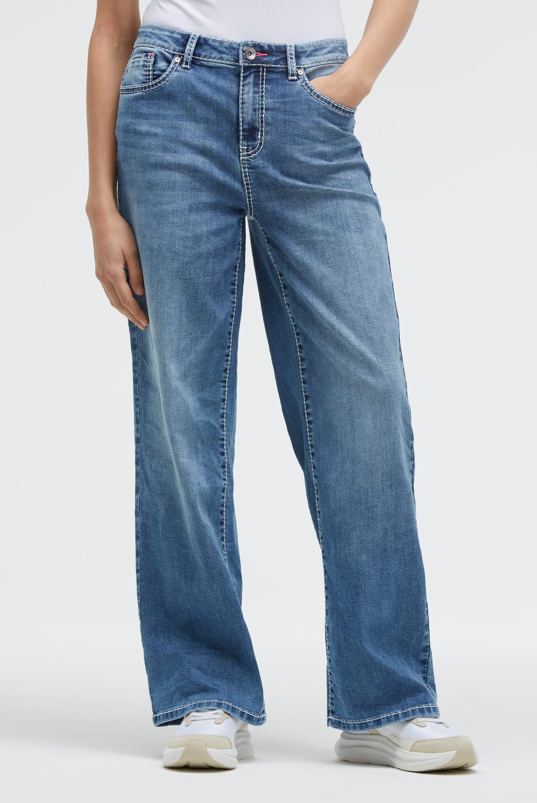 SOCCX Regular-fit-Jeans mit breiten Nähten