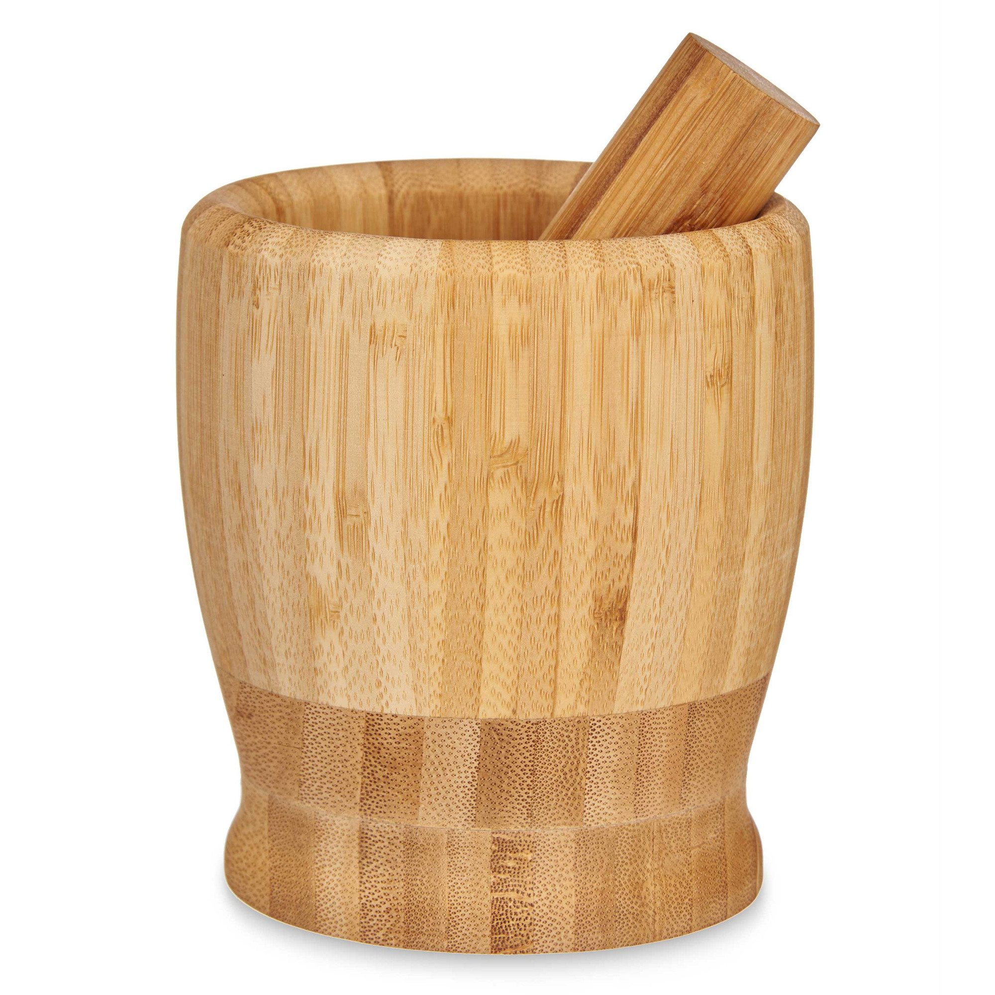 KINVARA Gewürzmühle Mörser aus Holz SOLIS, Ø 11 cm