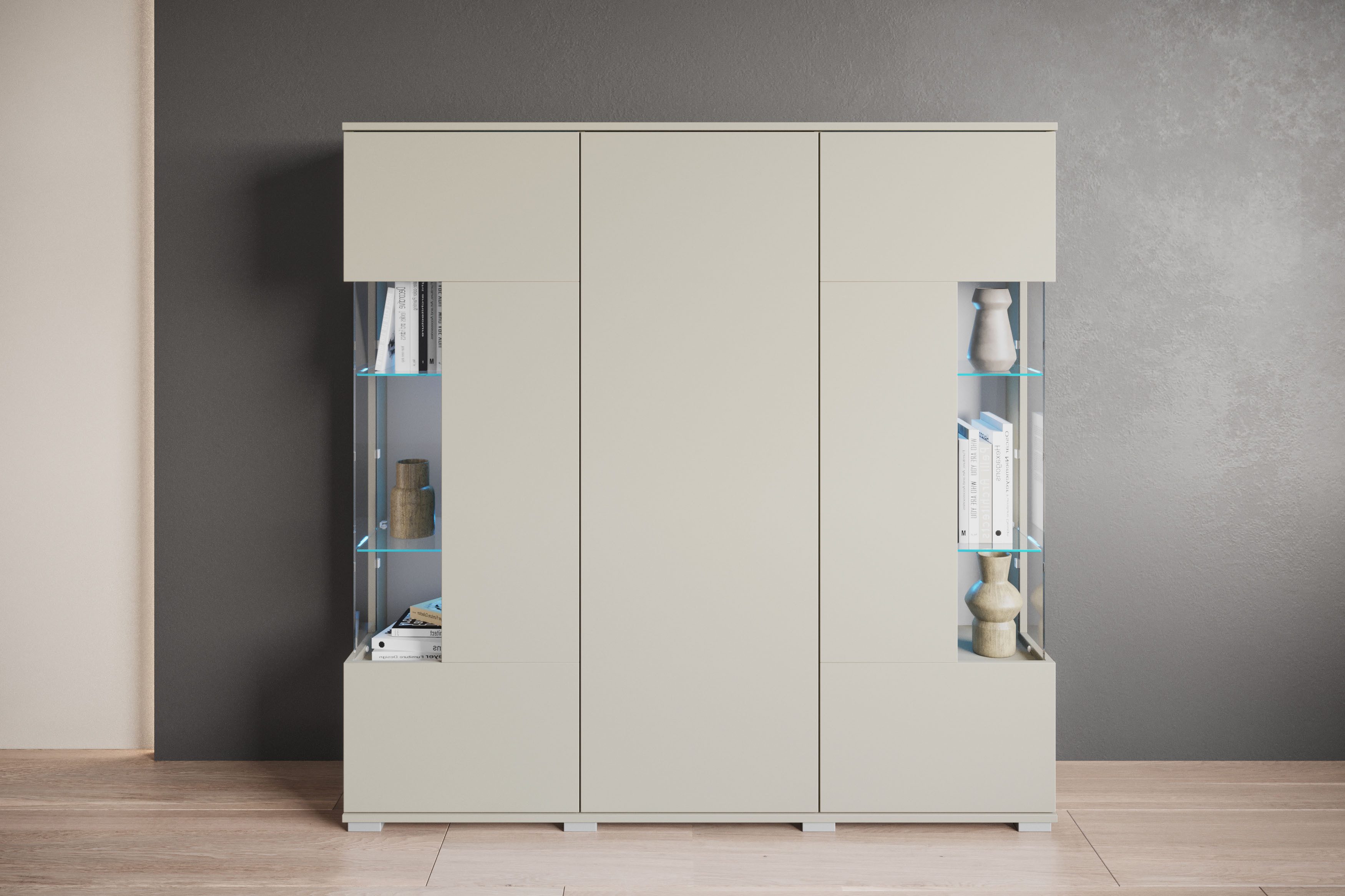 OTTO home Highboard Kenia (1 St), Modernes Highboard, mit Glastüren, Breite 135 cm