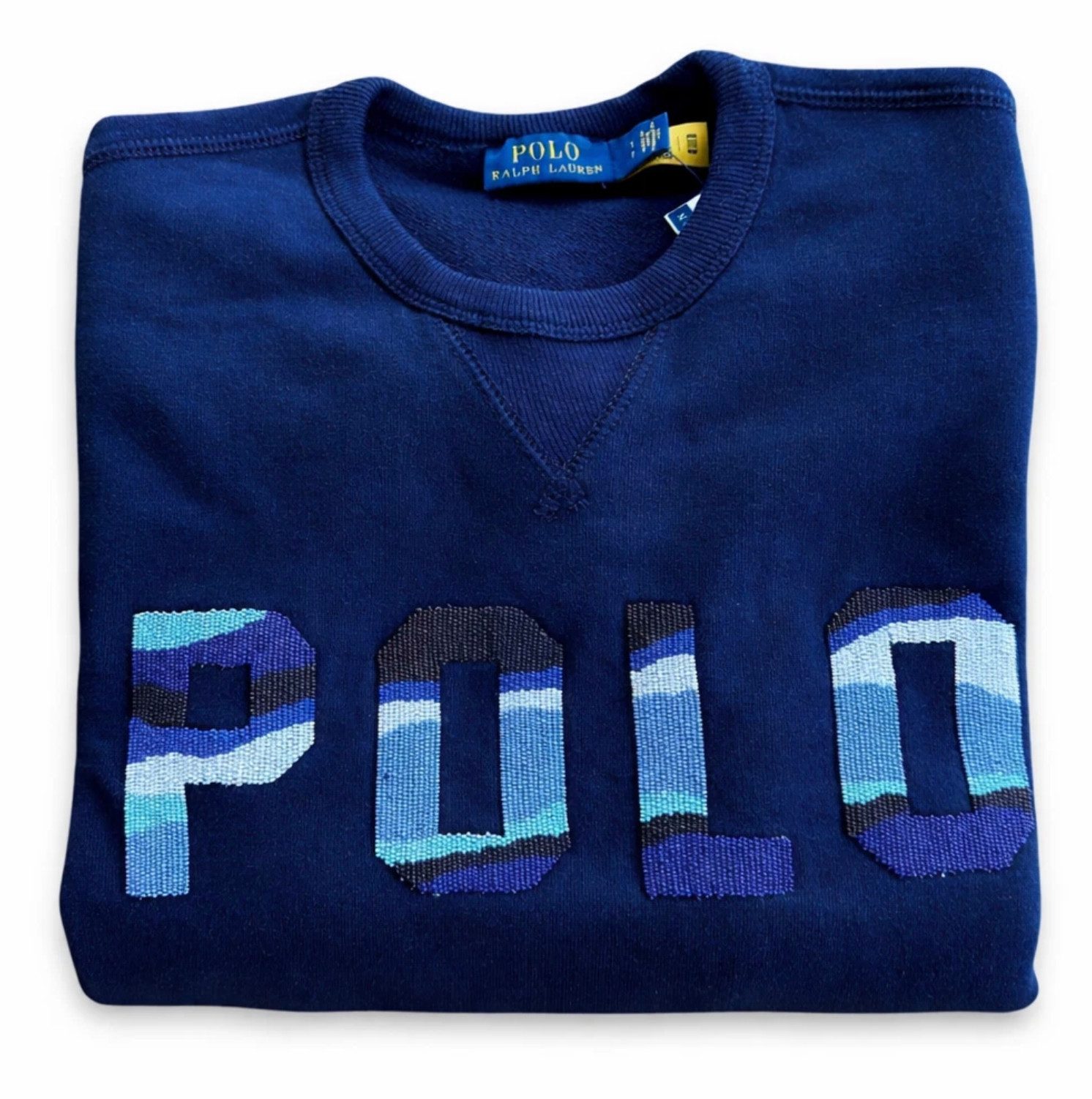 Polo Ralph Lauren Sweatshirt Damen Pullover mit besticktem Perlen Bead Logo "Authentifizierung per Ralph Lauren QR-Code möglich"