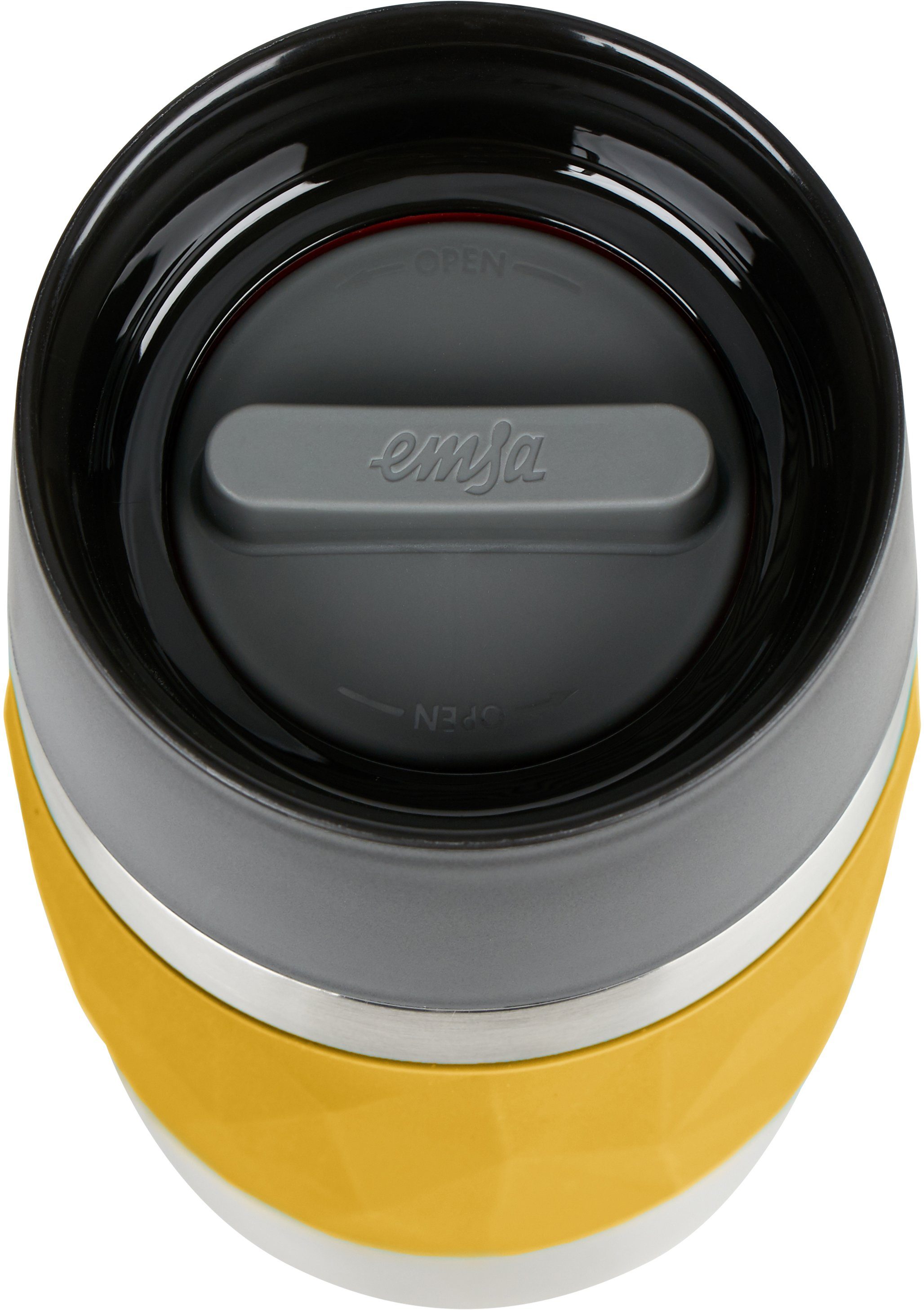 Emsa Thermobecher Travel Mug Compact, Edelstahl, Kunststoff, Silikon, 0,3L, Edelstahl, 3h warm/6h kalt, 360°Trinköffnung, spülmaschinenfest