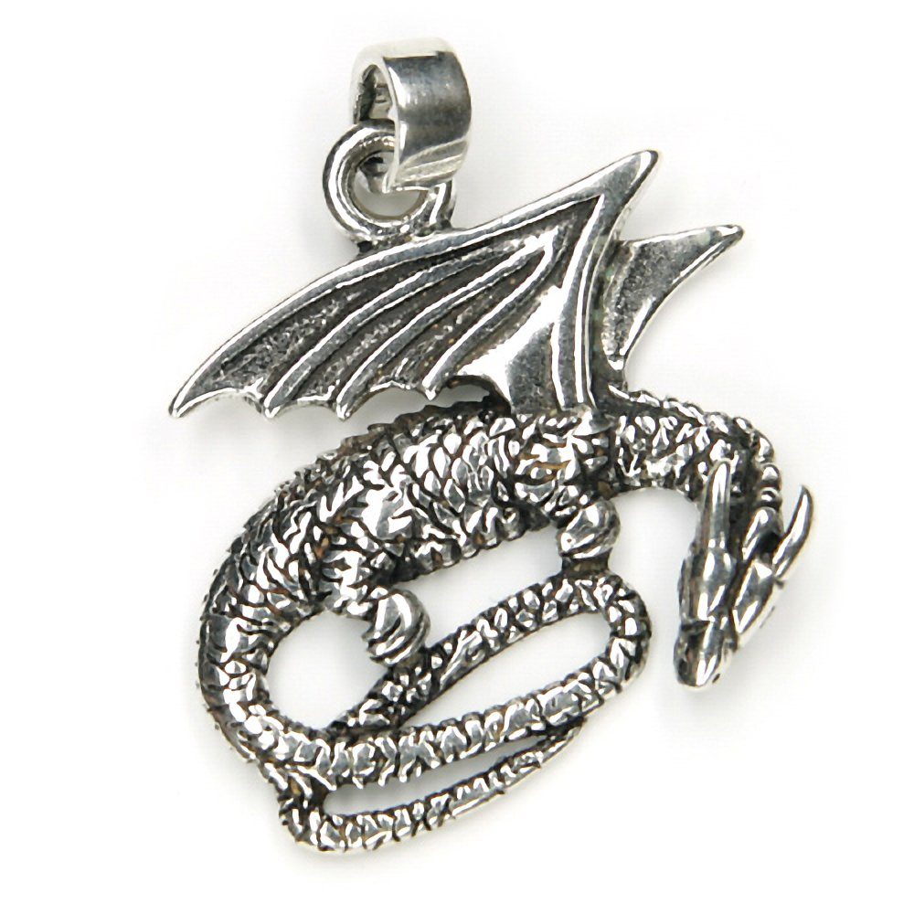 NKlaus Kettenanhänger Silber 2,5cm l, Oxidiert Sterling 925 925 Drache Silberschmuck für Damen Kettenanhänger Silber