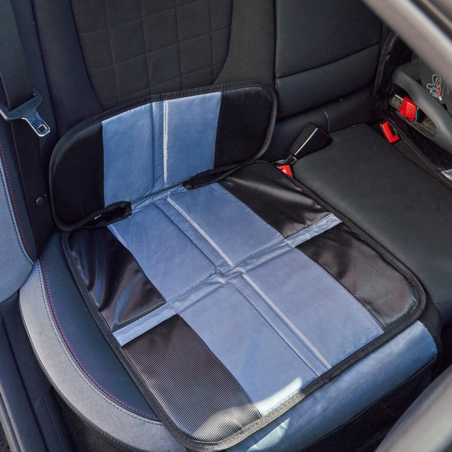 Diedrich Filmer GmbH Kindersitzunterlage Schutz-Unterlage Schon-Bezug Kindersitz Grau, Auto Sitz-Schoner KFZ Autositz-Auflage Netzfächer Isofix geeignet