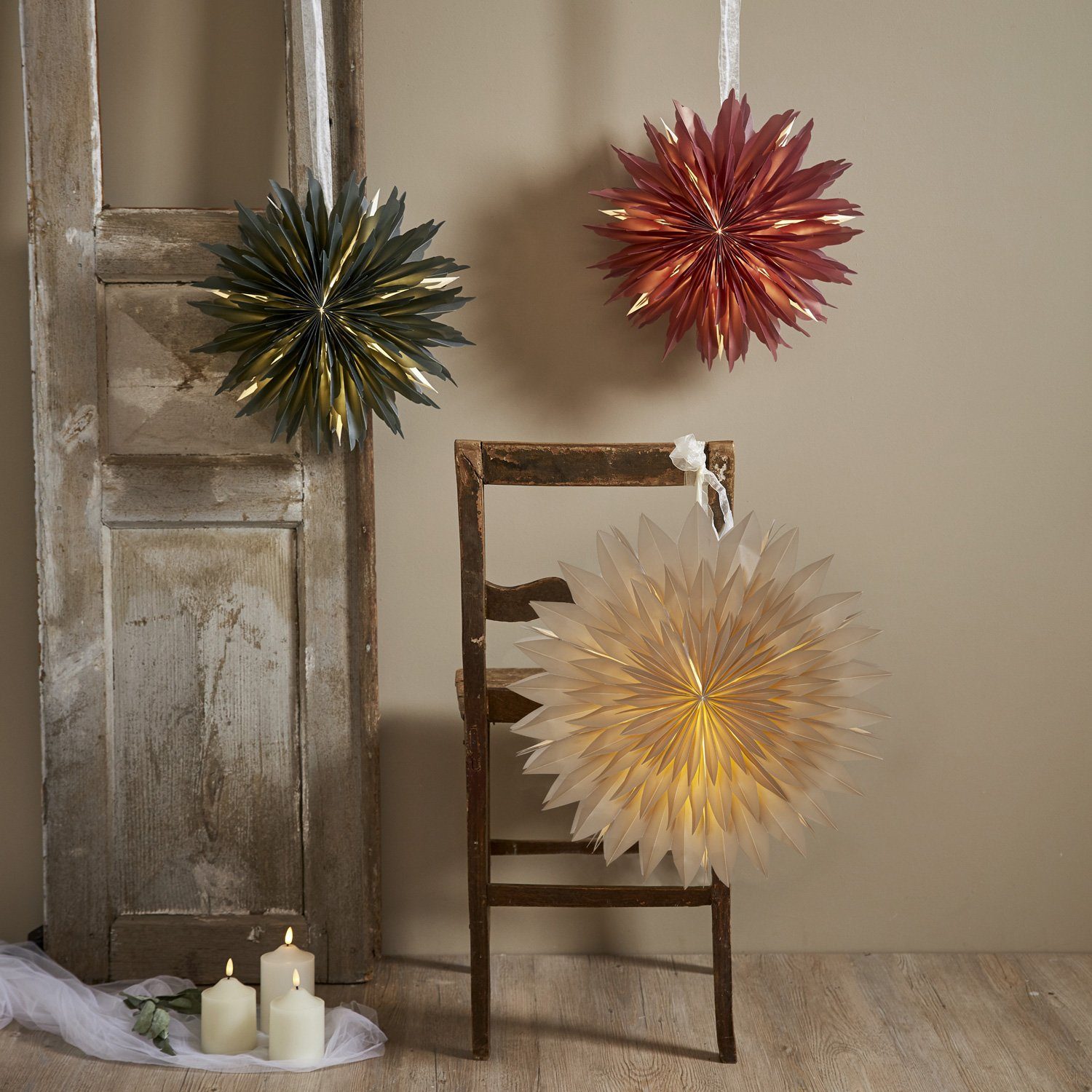 Windworks Papierstern Marrakesh – Braun/gelb, 60 Cm Durchmesser, Mit Abstandshalter, Für Glühbirnen Bis 40 Watt