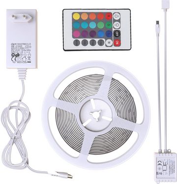 B.K.Licht LED Stripe BK_LS1078 LED Strip, 5 meter, Silikonbeschichtung, mit Fernbedienung, 150-flammig, LED-Band inkl. Farbwechsel, Dimmbar, Selbstklebend, Kürzbar, IP44