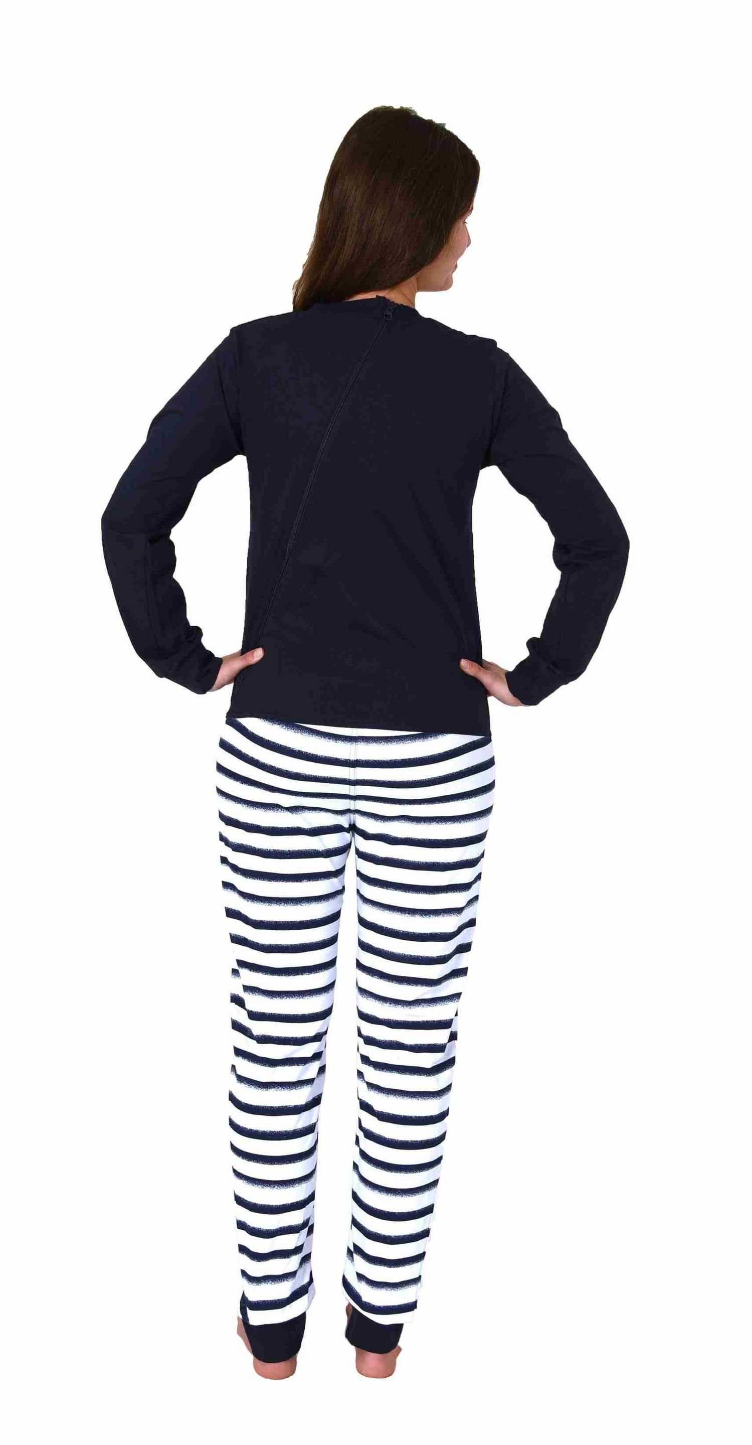 langarm Normann Damen Bein am Care Pyjama Pflegeoverall Rücken + mit Reißverschluss