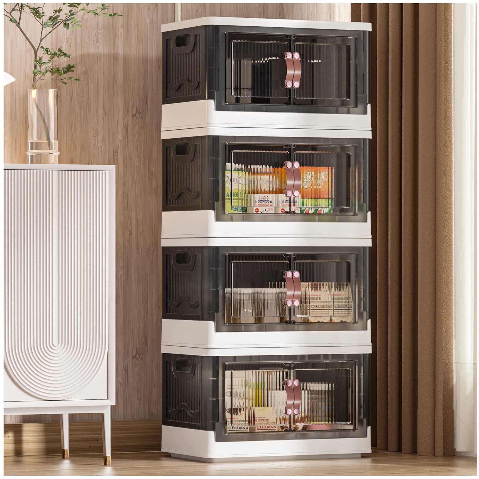 POPOLIC Aufbewahrungsbox Stapelbare Aufbewahrungsbox mit Rädern, Deckel (Ku günstig online kaufen