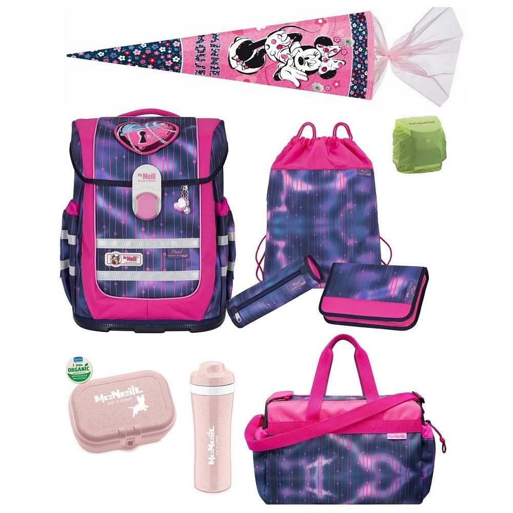 McNeill Ранцы Ergo Complete "Pearl" mit Motivmagnet Herz (Set, 10-tlg., inkl. Sporttasche und Nestler Schultüte 85cm), ergonomisch; 20L Volumen; wächst mit dem Kind mit