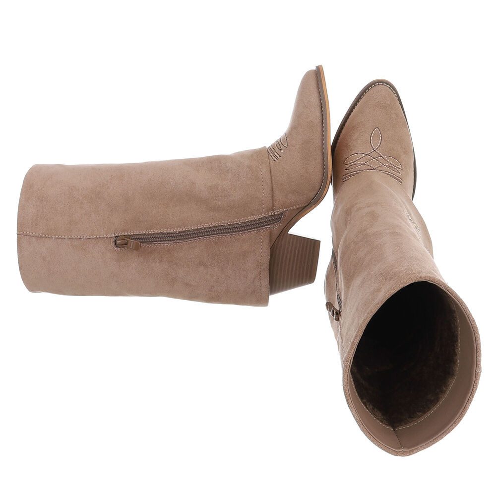 Ital-Design Western-Stiefel mit Details für Damen, vielseitig einsetzbar Westernstiefel (90726923) Blockabsatz Stiefel in Hellbraun