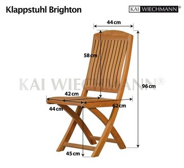 Kai Wiechmann Garten-Essgruppe Teak Sitzgruppe Brighton mit Gartentisch 150 x 80 cm premium, (7-tlg., 6 Klappstühle, 1 Tisch), Premium Teak Qualität, wetterfest, pflegeleicht, langlebig, hochwertig