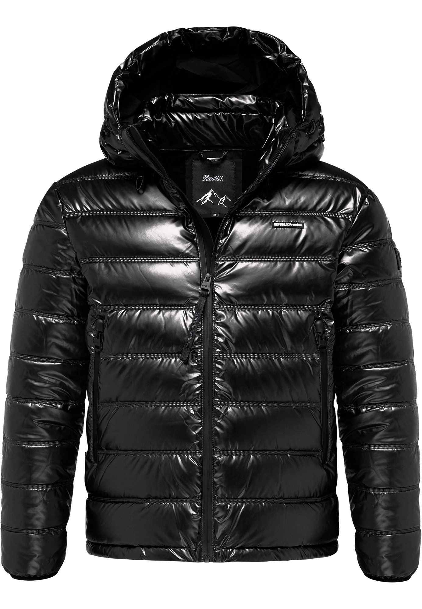 REPUBLIX Winterjacke ARLO Herren Gefütterte Glanz Winter Jacke für Männer mit Kapuze