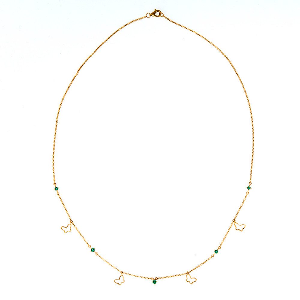 Cavill Goldkette Cavill 9 Karat Gelbgold Collier mit 5 AAA-Sambia Smaragden, 0,18 ct (1-tlg)