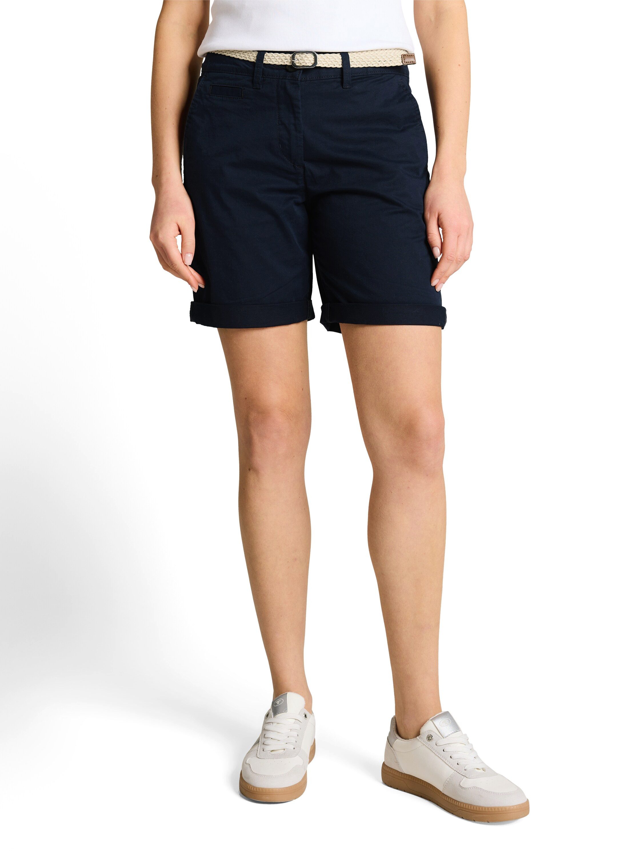 TOM TAILOR Chinoshorts (2-tlg) mit Gürtel und Stretch
