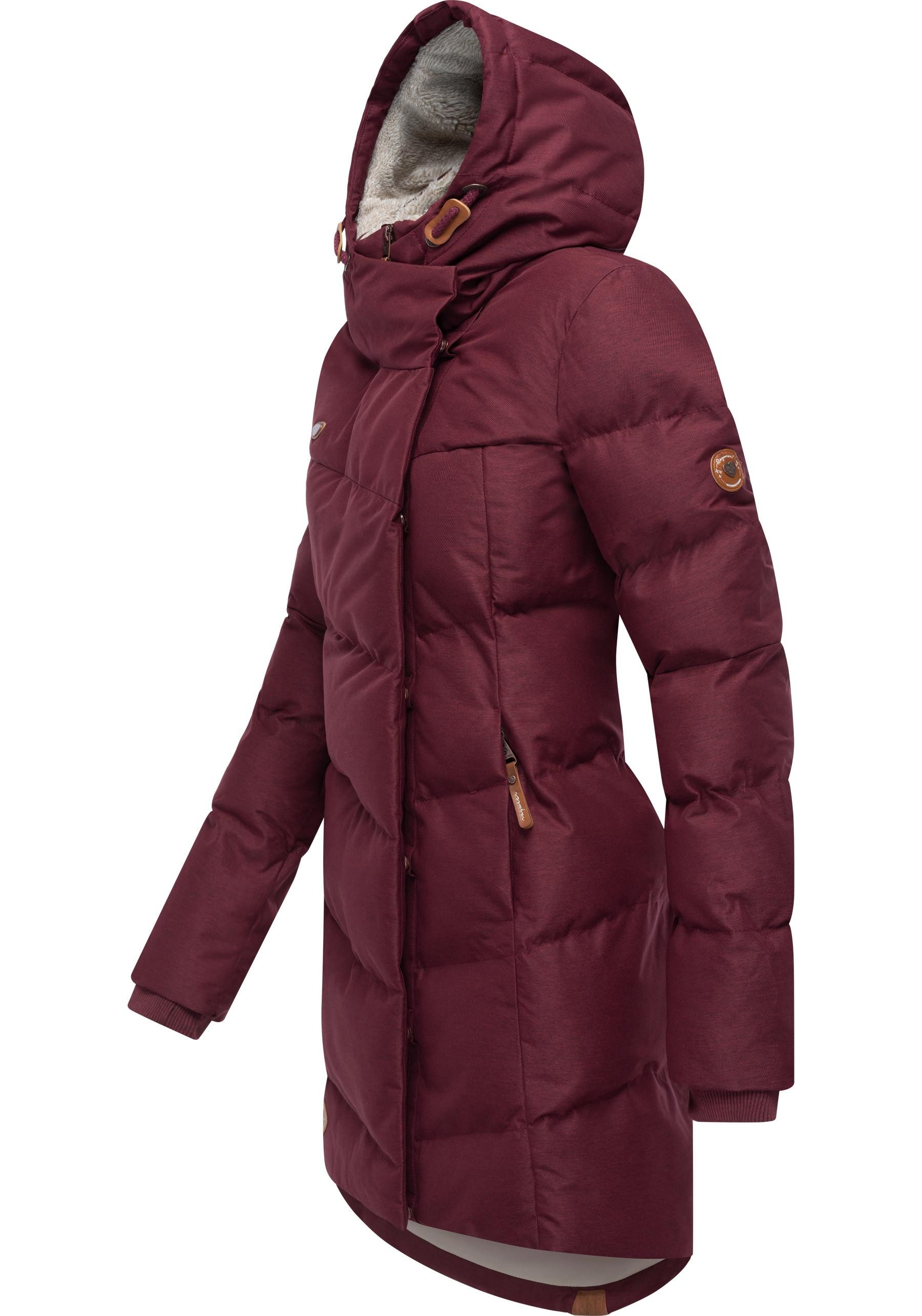 Ragwear Wintermantel Pavla stylischer Winterparka mit Teddyfutter und Kapuze