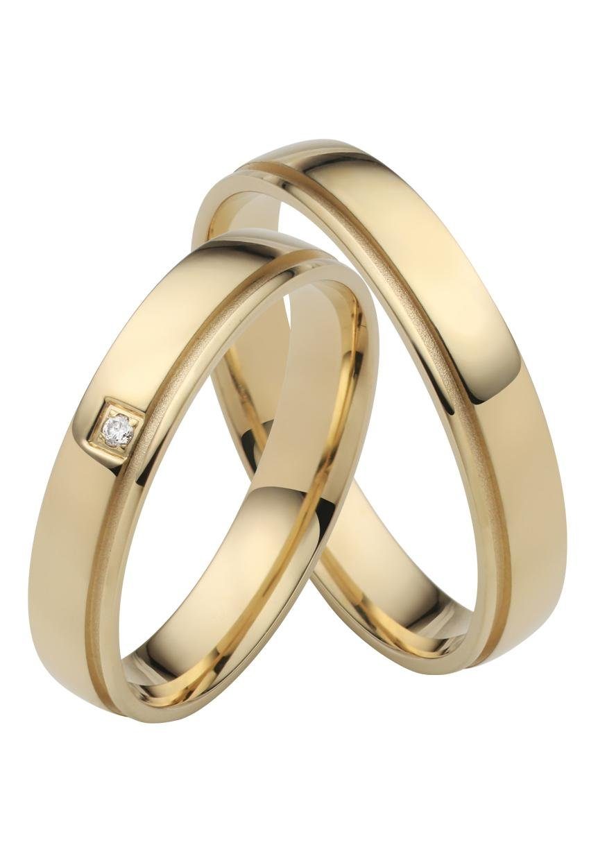 Firetti Trauring Ehering Gold gelbgoldfarben Hochzeit Made ohne "LIEBE", o. - Brillant/Diamant Geschenk Germany in 750 Schmuck mit