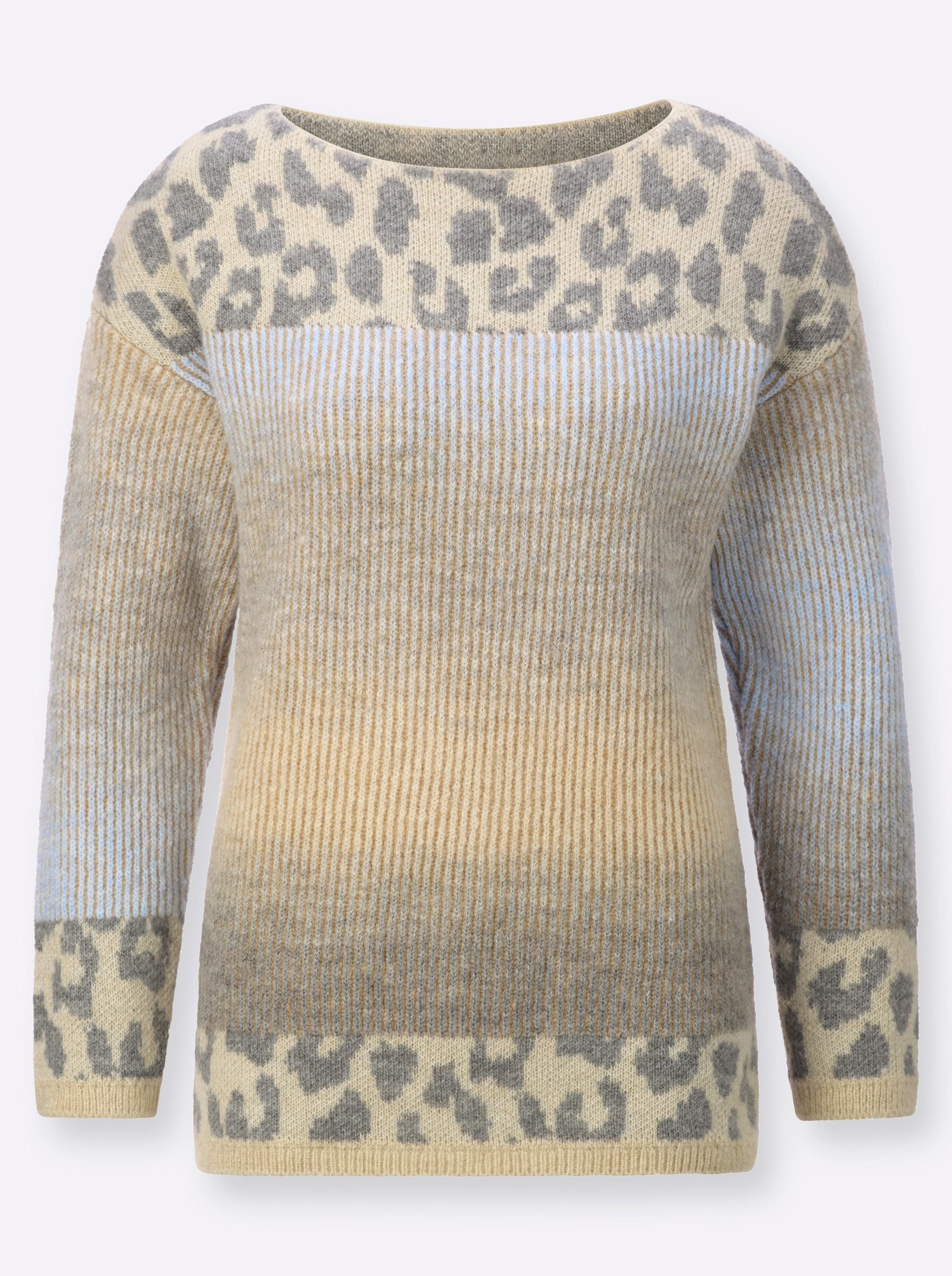 Strickpullover Jacquard-Pullover Langarm Jacquard, Jersey