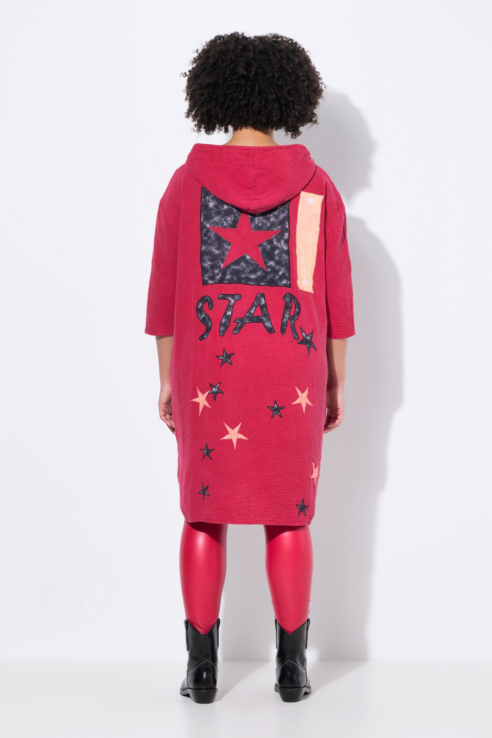 Angel of Style Jerseykleid Musselin-Kleid oversized Sterne Kapuze