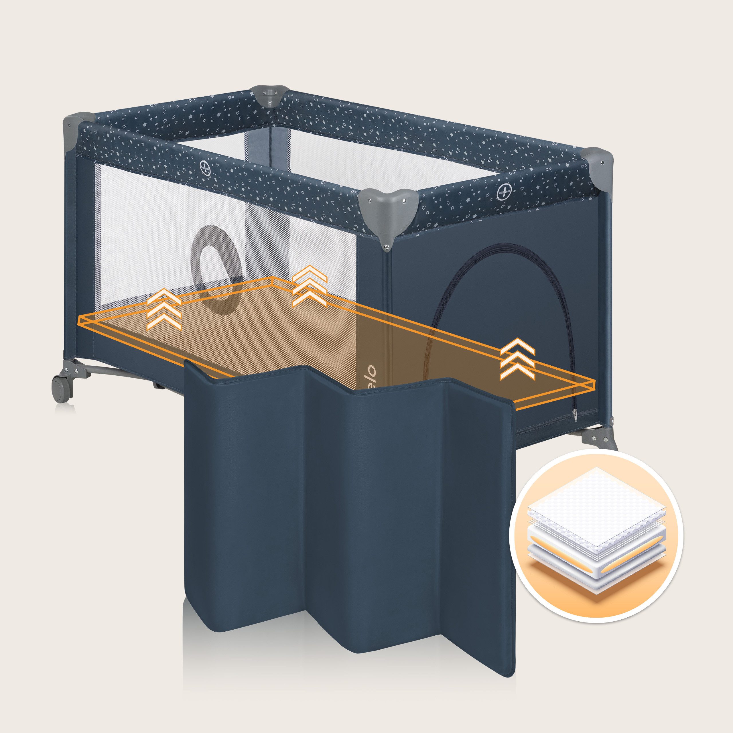 lionelo Baby-Reisebett Stefi, 120x60 cm Tragetasche  Klappbaren  Seiteneing günstig online kaufen