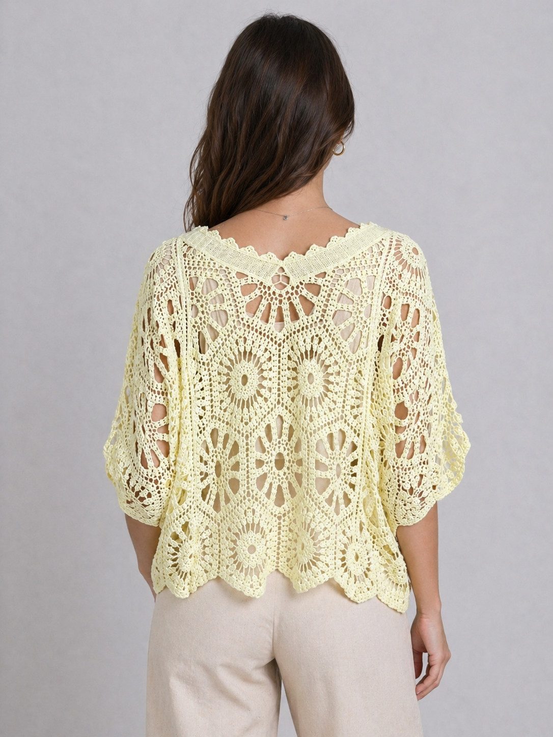ITALY VIBES Blusenponcho - Häkelshirt - Spitzenshirt - ITALY VIBES - Boho - Oversize ONE SIZE- passend für Größen S - L